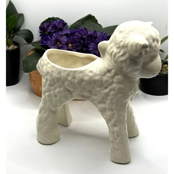 Vintage MCM Ceramic Baby Lamb Planter - Picture 2 of 8